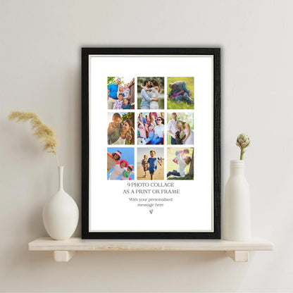 Personalised 9 Photo Collage Print & Frame – Custom Photo Gift