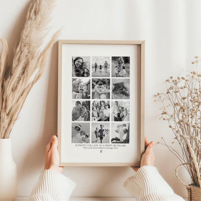 Personalised 12 Photo Collage Print & Frame – Custom Photo Gift