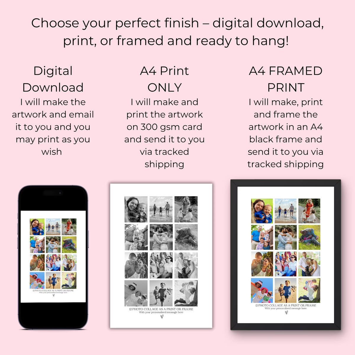 Personalised 12 Photo Collage Print & Frame – Custom Photo Gift