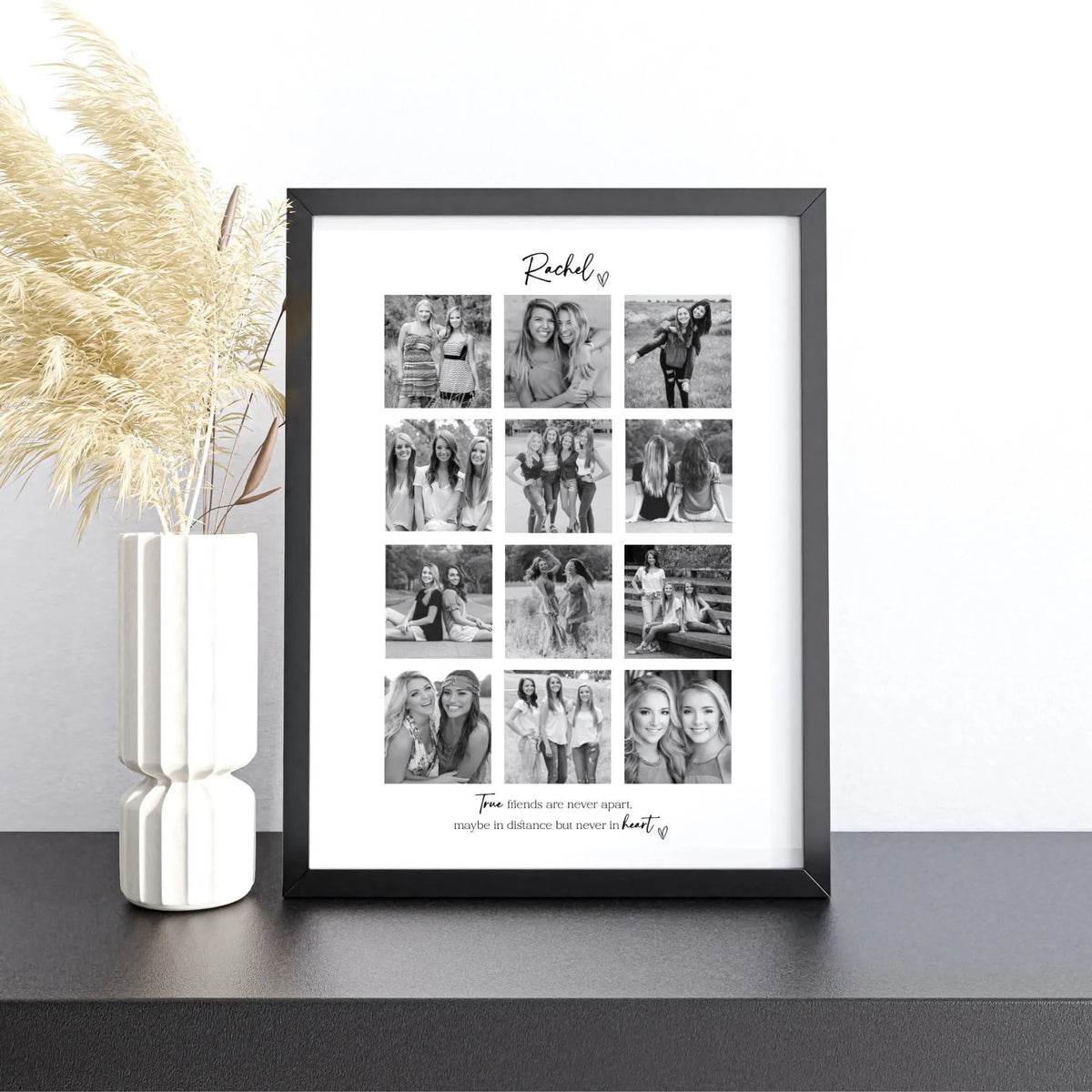 Personalised Friends 12 Photo Collage Print & Frame