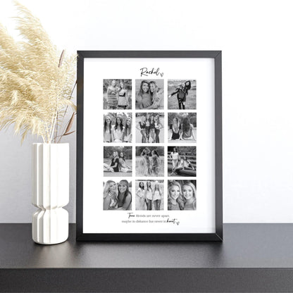 Personalised Friends 12 Photo Collage Print & Frame