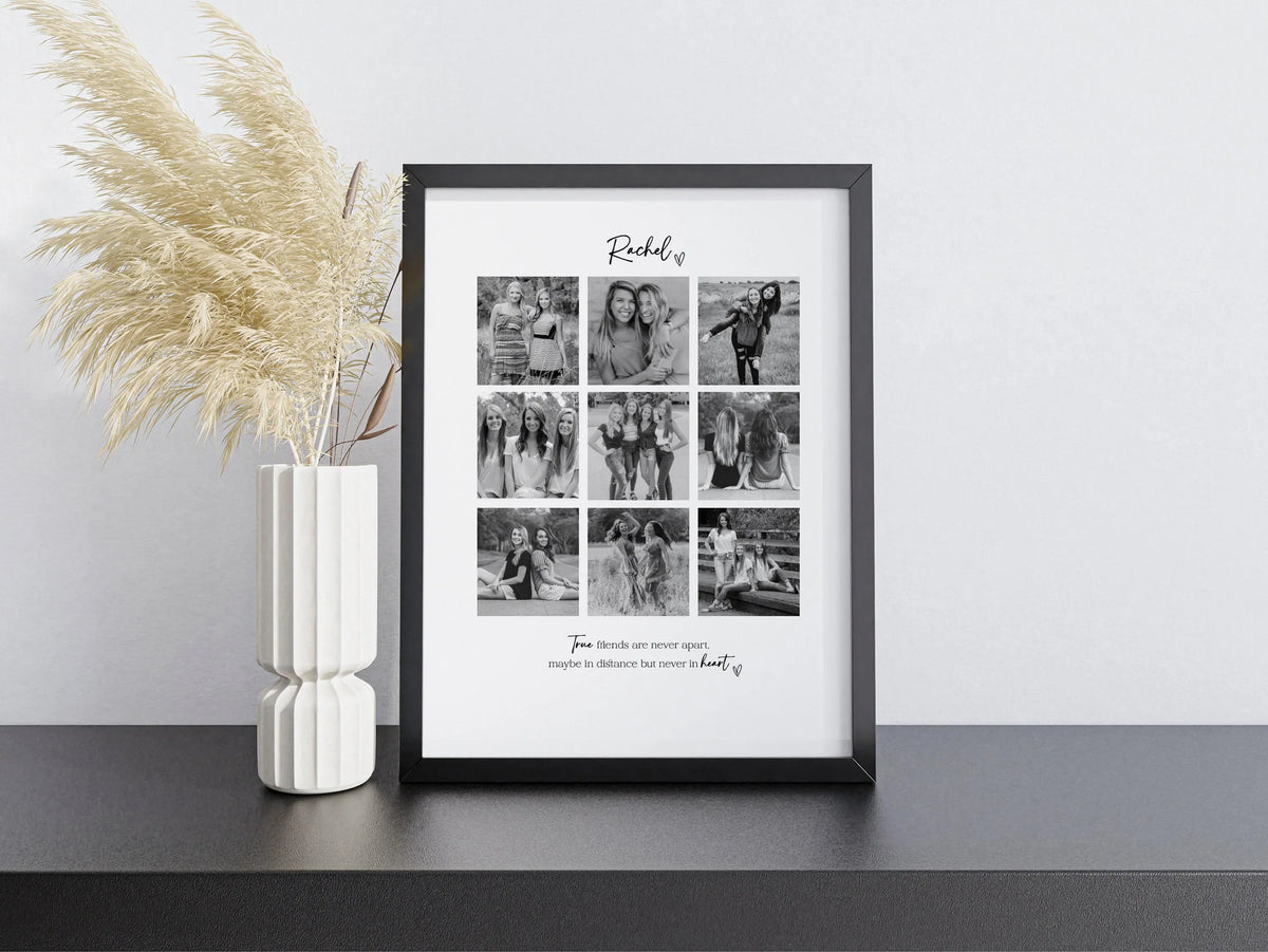 Personalised Friends 9 Photo Collage Print & Frame – Best Friend Gift