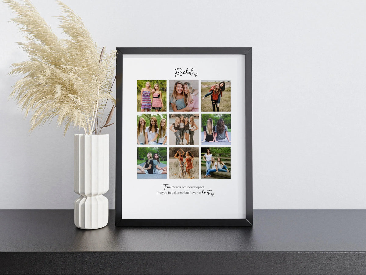 Personalised Friends 9 Photo Collage Print & Frame – Best Friend Gift