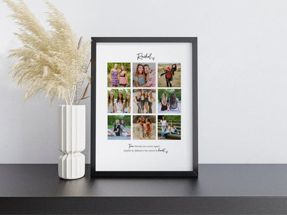 Personalised Friends 9 Photo Collage Print & Frame – Best Friend Gift