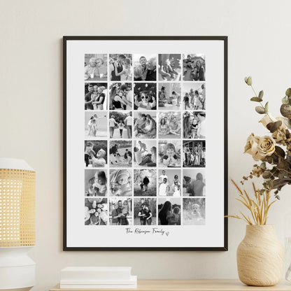 Personalised 30 Photo Collage Print & Frame – Custom Photo Gift