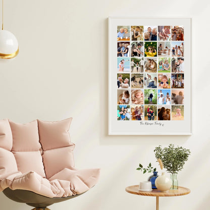 Personalised 30 Photo Collage Print & Frame – Custom Photo Gift