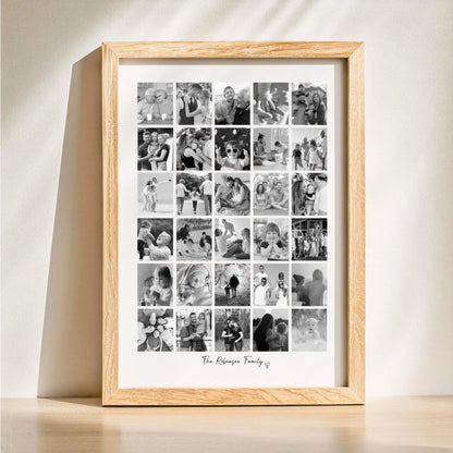 Personalised 30 Photo Collage Print & Frame – Custom Photo Gift