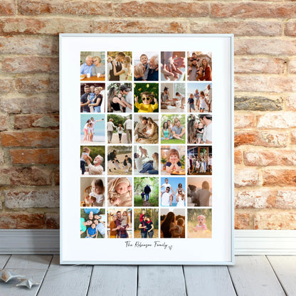 Personalised 30 Photo Collage Print & Frame – Custom Photo Gift