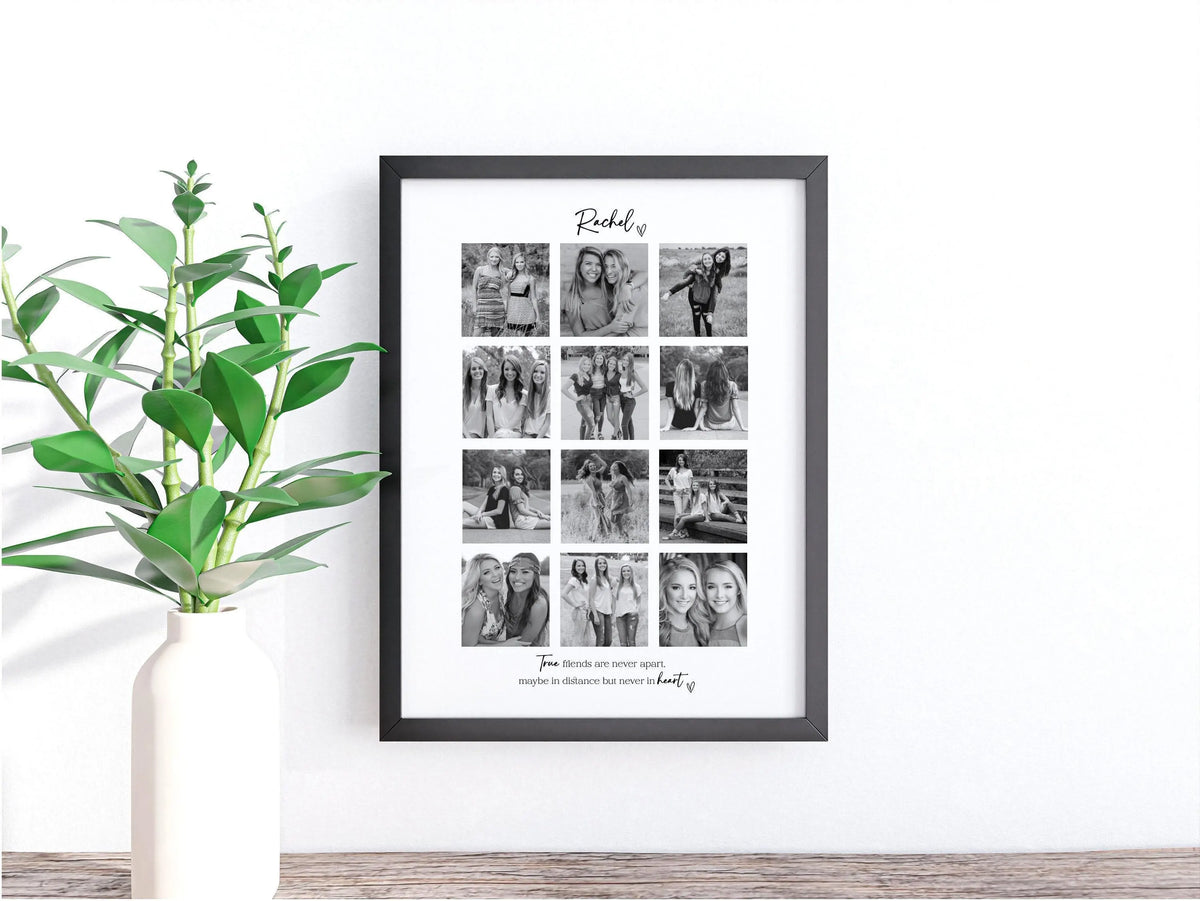 Personalised Friends 12 Photo Collage Print & Frame