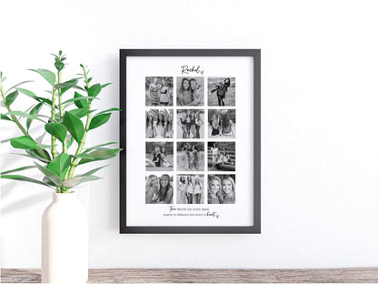 Personalised Friends 12 Photo Collage Print & Frame