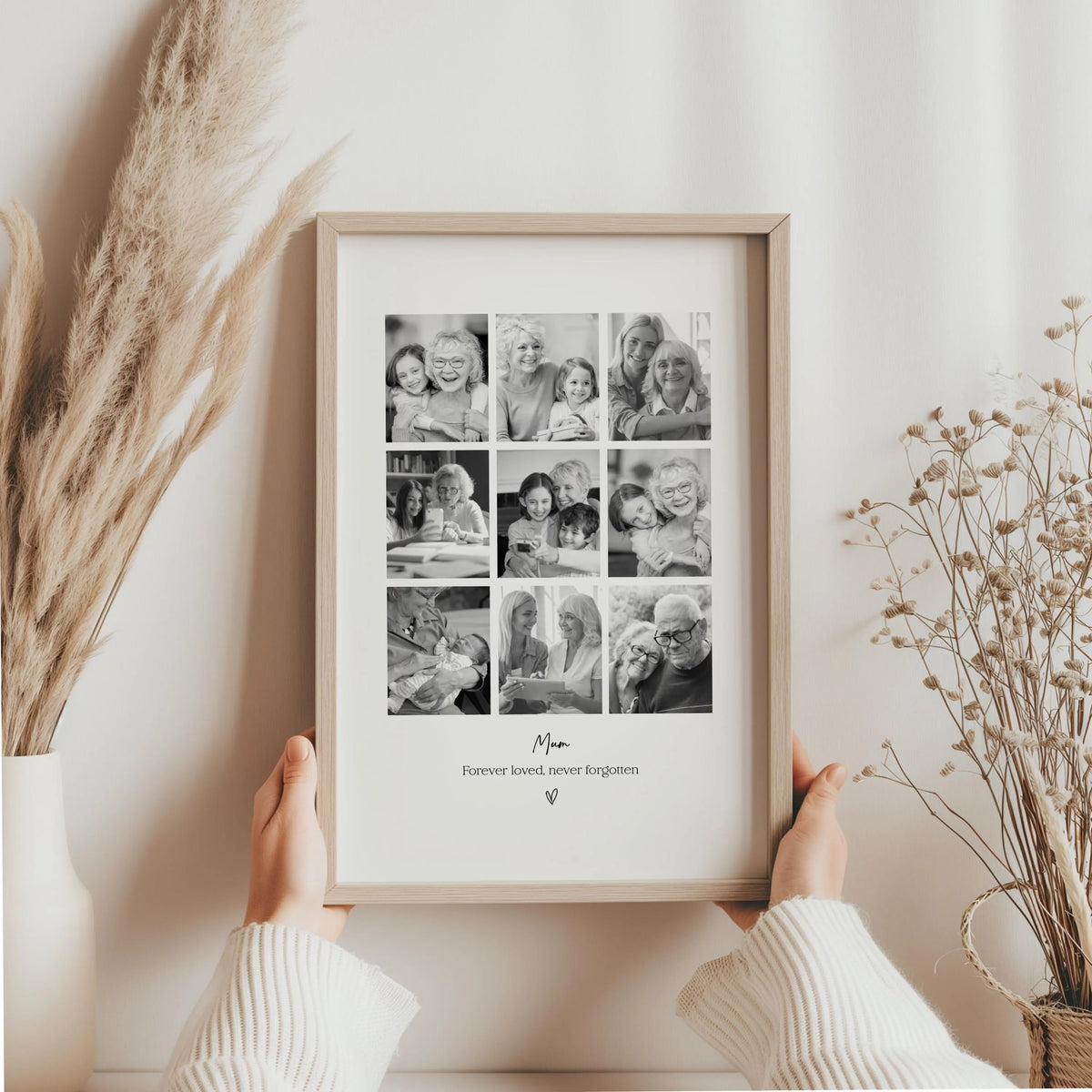 Personalised Bereavement Memorial Photo Frame – 9 Photo Collage Gift