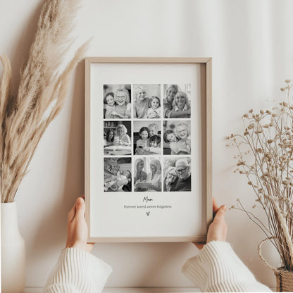 Personalised Bereavement Memorial Photo Frame – 9 Photo Collage Gift