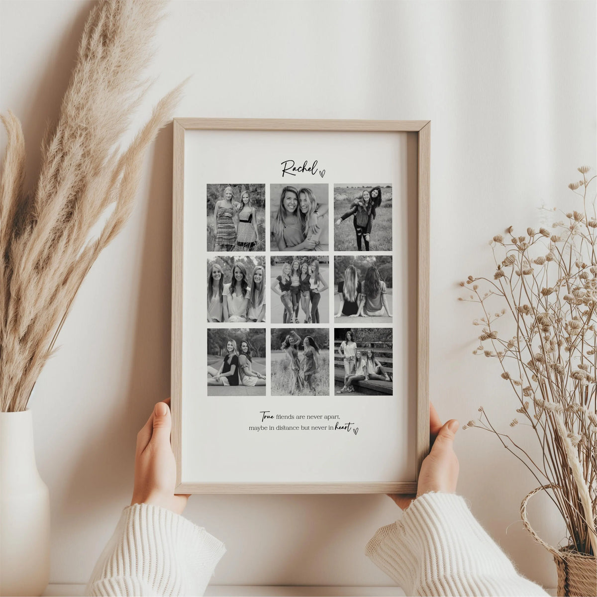 Personalised Friends 9 Photo Collage Print & Frame – Best Friend Gift