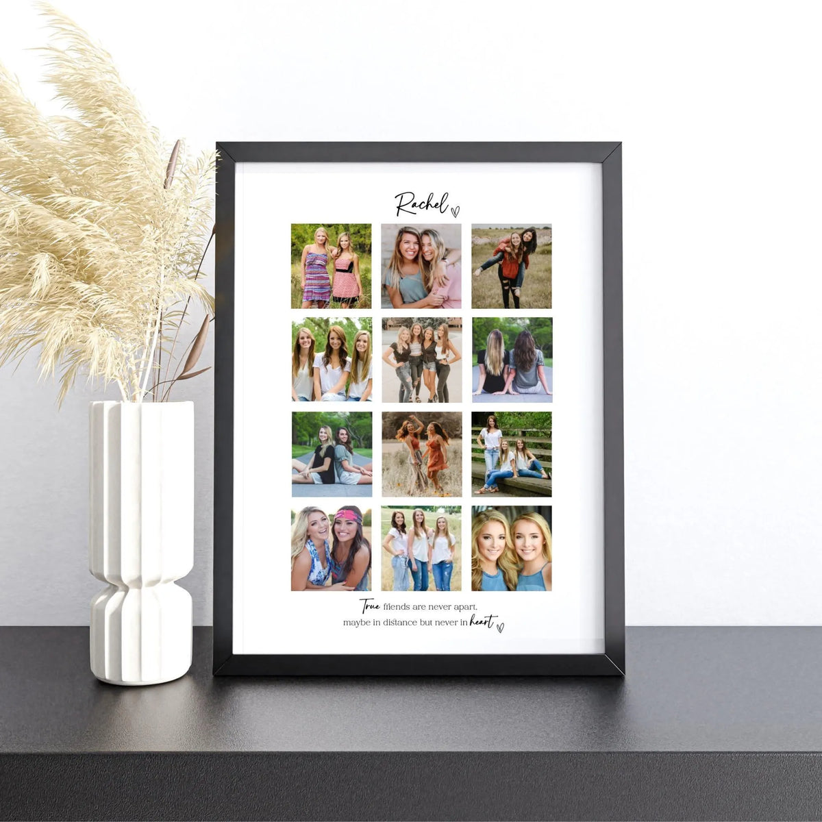Personalised Friends 12 Photo Collage Print & Frame