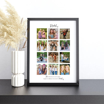 Personalised Friends 12 Photo Collage Print & Frame