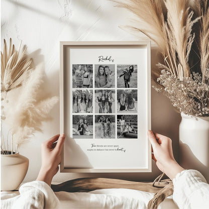 Personalised Friends 9 Photo Collage Print & Frame – Best Friend Gift