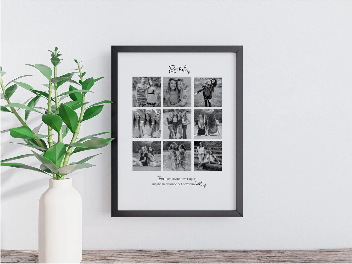 Personalised Friends 9 Photo Collage Print & Frame – Best Friend Gift