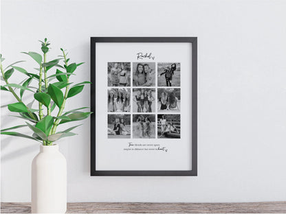 Personalised Friends 9 Photo Collage Print & Frame – Best Friend Gift