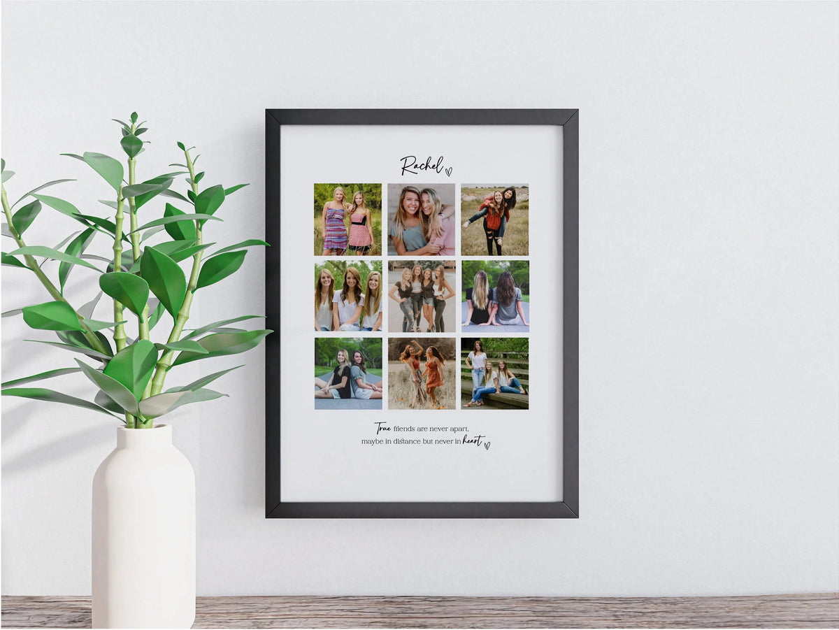 Personalised Friends 9 Photo Collage Print & Frame – Best Friend Gift