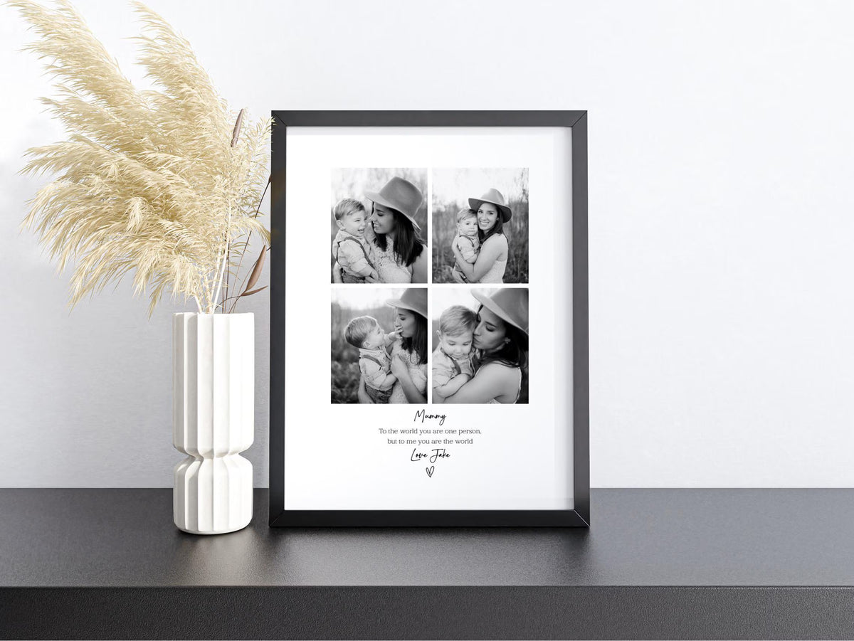 Personalised Mummy 4 Photo Collage Print & Frame – Mother's Day Gift