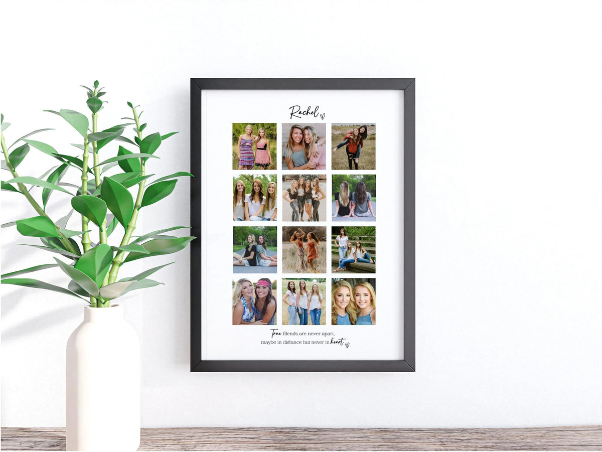 Personalised Friends 12 Photo Collage Print & Frame