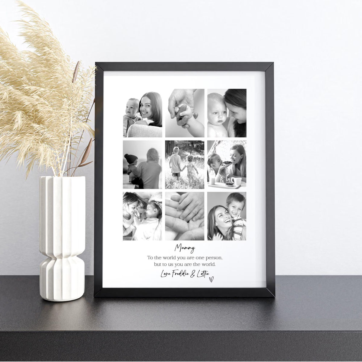 Personalised Mummy 9 Photo Collage Print & Frame – Mother's Day Gift