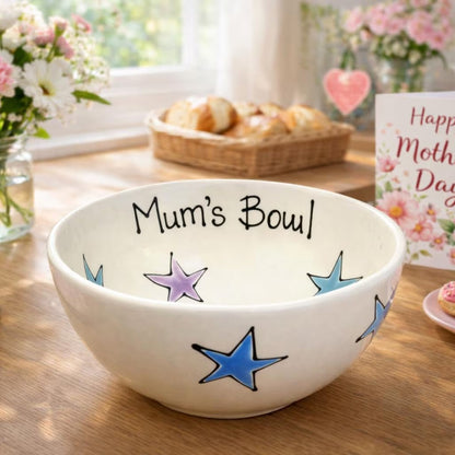 Personalised Ceramic Bowl – Hand Painted Hearts, Stars, Flowers or Spots