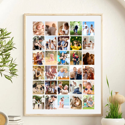 Personalised 30 Photo Collage Print & Frame – Custom Photo Gift
