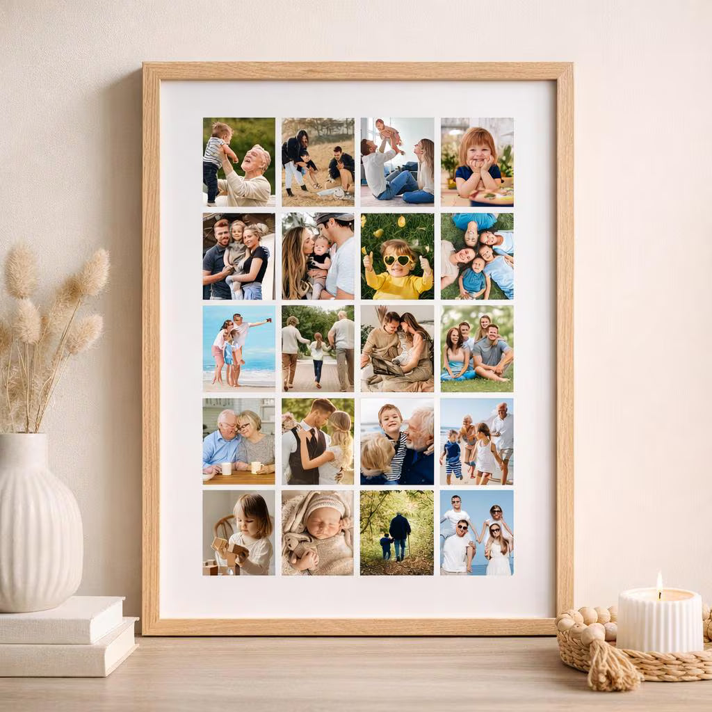 Personalised 20 Photo Collage Print & Frame – Custom Photo Gift