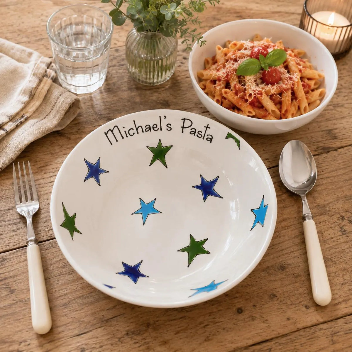 Personalised Ceramic Pasta Bowl – Hand Painted Kids & Adults