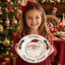 Load image into Gallery viewer, Personalised Christmas Dinner Plate &amp; Set – Hand Painted Santa Ceramic Plate, Bowl &amp; Mug