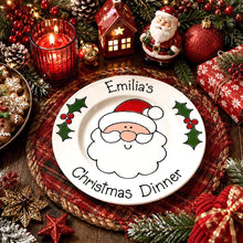 Load image into Gallery viewer, Personalised Christmas Dinner Plate &amp; Set – Hand Painted Santa Ceramic Plate, Bowl &amp; Mug