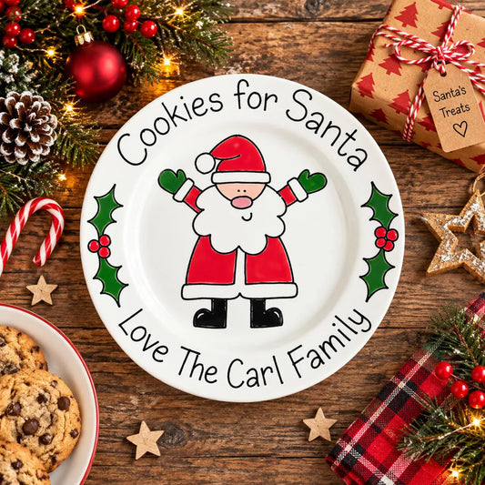 Personalised Cookies for Santa Plate & Mug Set – Hand Painted Christmas Ceramic