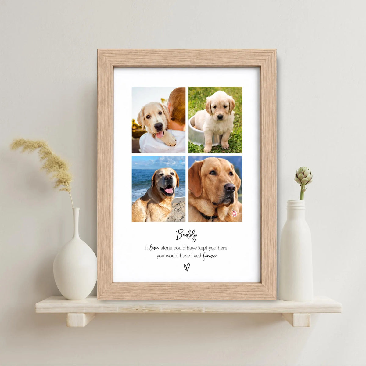 Personalised Pet Memorial Photo Frame & Print – 4 Photos