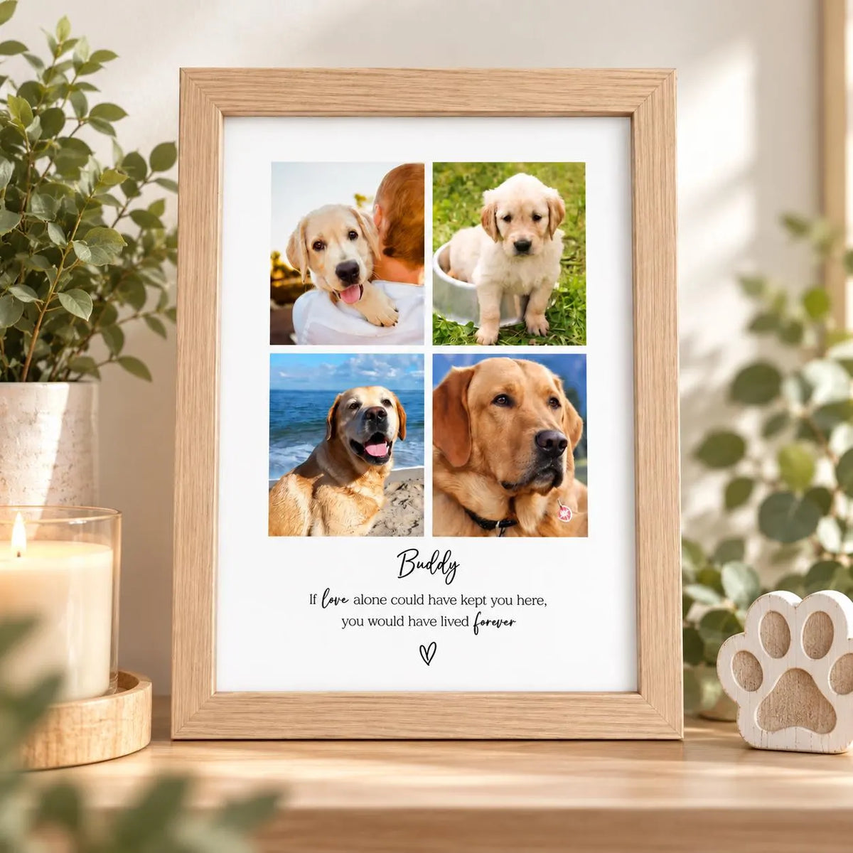 Personalised Pet Memorial Photo Frame & Print – 4 Photos