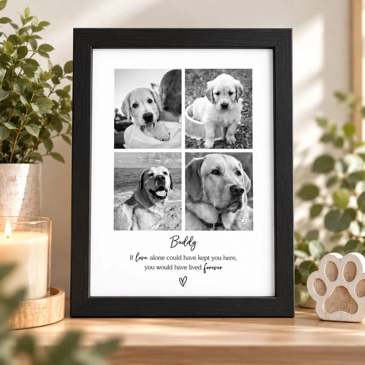 Personalised Pet Memorial Photo Frame & Print – 4 Photos