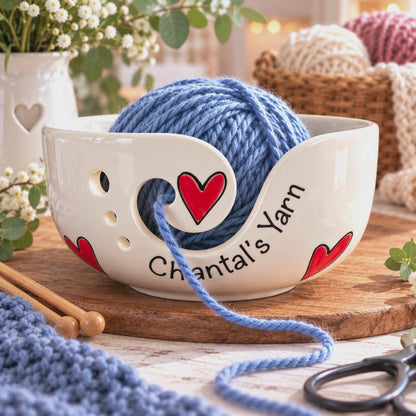 Personalised Ceramic Yarn Bowl – Hand Painted Knitting & Crochet Gift