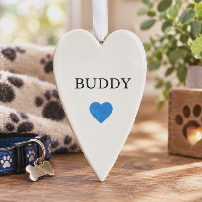 Personalised Ceramic Hanging Heart – Hand Painted Name Decoration