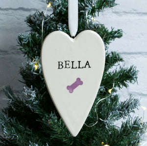 9020 - Personalised Hand Painted Ceramic Hanging Heart Decoration