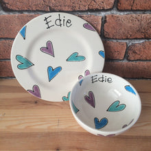Load image into Gallery viewer, 9007 - Personalised Hand Painted Ceramic Plate &amp; Bowl Set