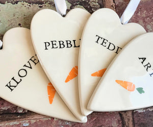 9020 - Personalised Hand Painted Ceramic Hanging Heart Decoration
