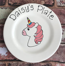 Load image into Gallery viewer, 9004 - Personalised Hand Painted Ceramic Unicorn Plate