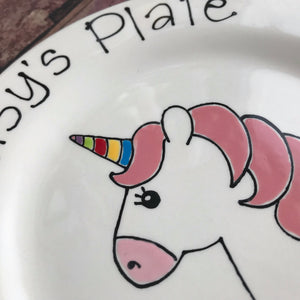 9004 - Personalised Hand Painted Ceramic Unicorn Plate