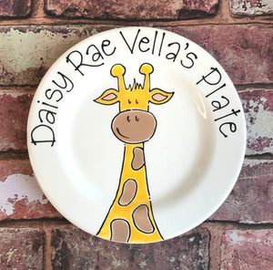 9005 - Personalised Hand Painted Ceramic Giraffe Plate