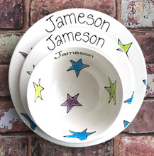 Load image into Gallery viewer, 9013 - Personalised Hand Painted Ceramic Dinner Plate, Side Plate &amp; Bowl Set