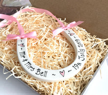 Load image into Gallery viewer, 9014 - Personalised Hand Painted Ceramic Wedding Horseshoe