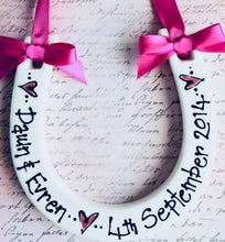 Load image into Gallery viewer, 9014 - Personalised Hand Painted Ceramic Wedding Horseshoe